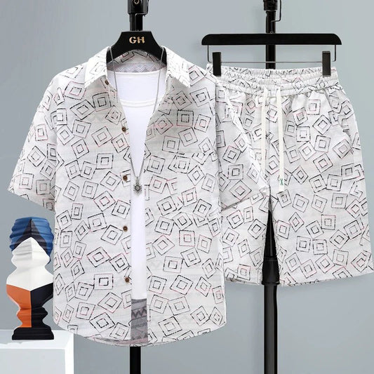 Set coordinato camicia a maniche corte e pantaloncini da uomo - set coordinato ATREND