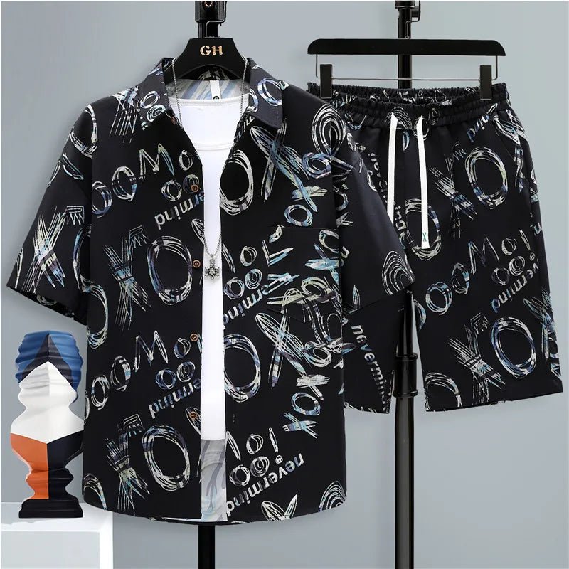 Set coordinato camicia a maniche corte e pantaloncini da uomo - set coordinato ATREND