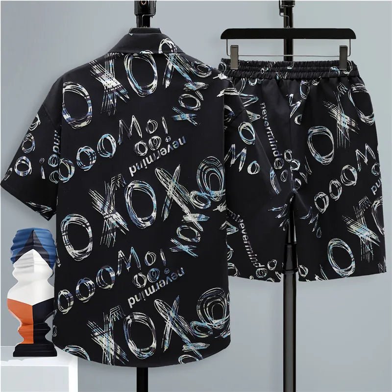 Set coordinato camicia a maniche corte e pantaloncini da uomo - set coordinato ATREND
