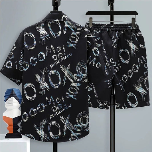 Set coordinato camicia a maniche corte e pantaloncini da uomo - set coordinato ATREND