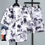 Set coordinato camicia a maniche corte e pantaloncini sfumatura da uomo - set coordinato ATREND