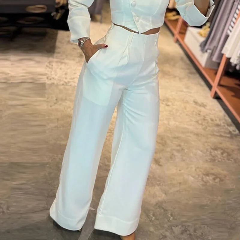 Set coordinato camicia con chiusura laterale epantaloni da donna ATREND