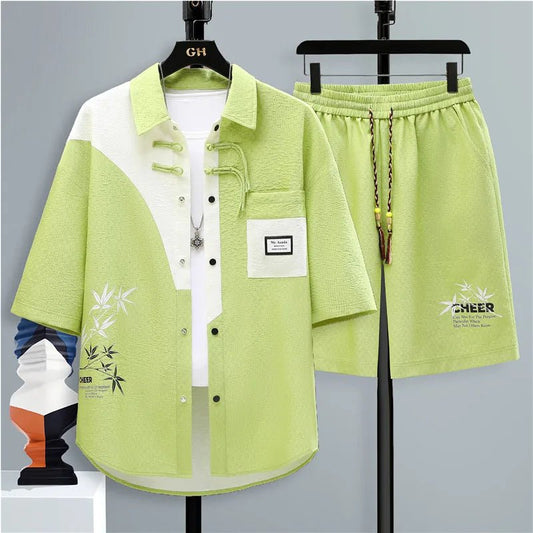Set coordinato camicia e pantaloncini da uomo ATREND