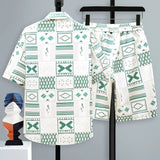 Set coordinato camicia e pantaloncini stampa geometrica uomo - set coordinato ATREND
