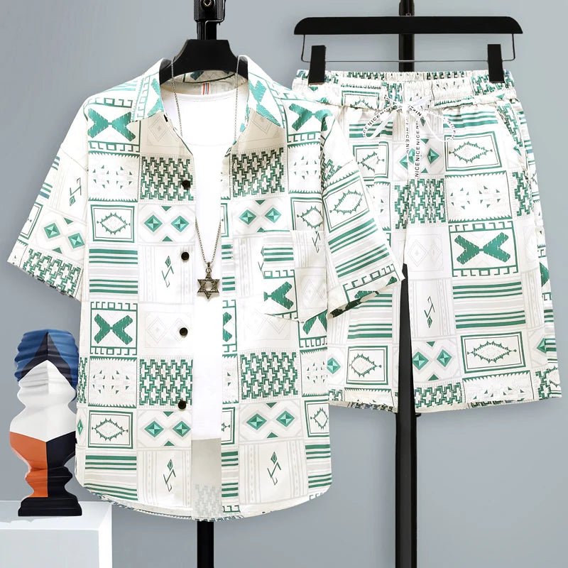 Set coordinato camicia e pantaloncini stampa geometrica uomo - set coordinato ATREND