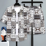 Set coordinato camicia e pantaloncini stampa geometrica uomo - set coordinato ATREND