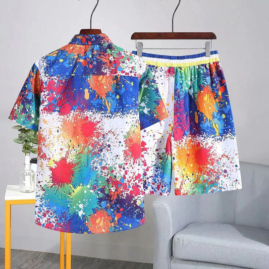 Set coordinato camicia e pantaloncini stampa multicolor da uomo - set coordinato ATREND