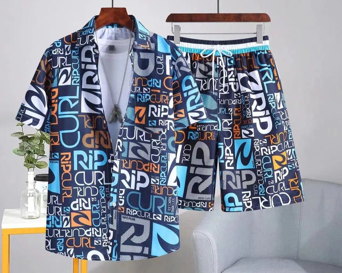 Set coordinato camicia e pantaloncini stampa multicolor da uomo - set coordinato ATREND