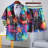 Set coordinato camicia e pantaloncini stampa multicolor da uomo - set coordinato ATREND