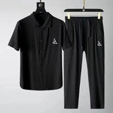 Set coordinato camicia e pantaloni chiusura a lacci da uomo - set coordinato ATREND