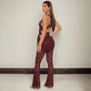 Set coordinato canottiera intrecciata scavata e pantaloni a gamba larga in pizzo da donna ATREND