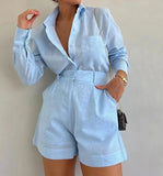 Set coordinato casual camicia e pantaloncini da donna ATREND
