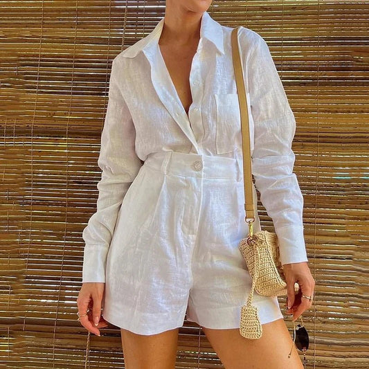 Set coordinato casual camicia e pantaloncini da donna ATREND