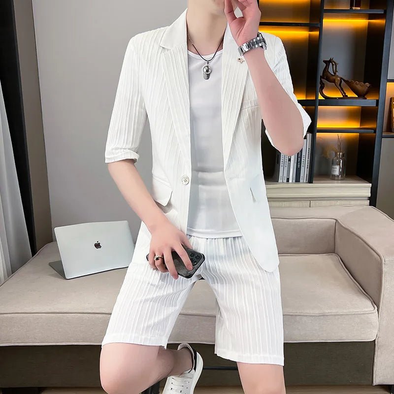 Set coordinato casual camicia e pantaloncini da uomo ATREND