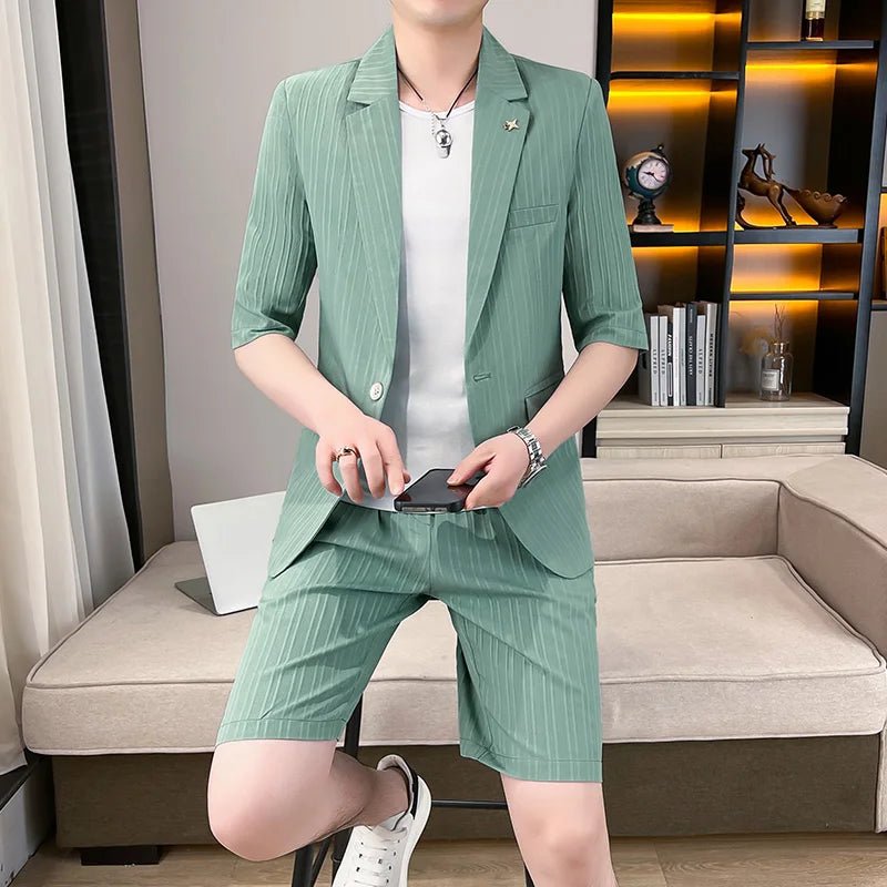 Set coordinato casual camicia e pantaloncini da uomo ATREND