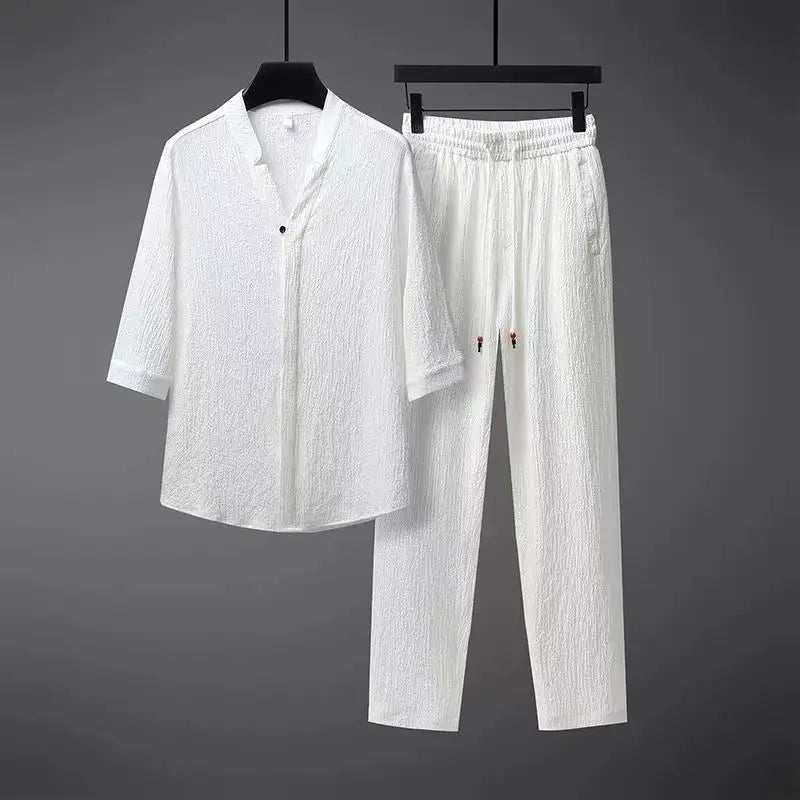 Set coordinato casual camicia e pantaloni da uomo ATREND