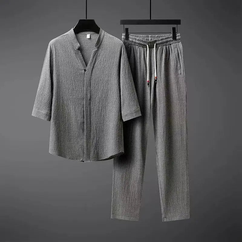 Set coordinato casual camicia e pantaloni da uomo ATREND