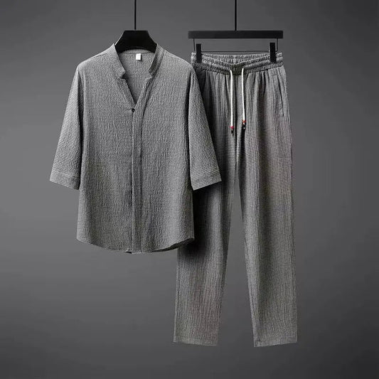 Set coordinato casual camicia e pantaloni da uomo ATREND