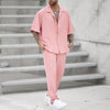 Set coordinato casual camicia manica corte e pantaloni da uomo ATREND