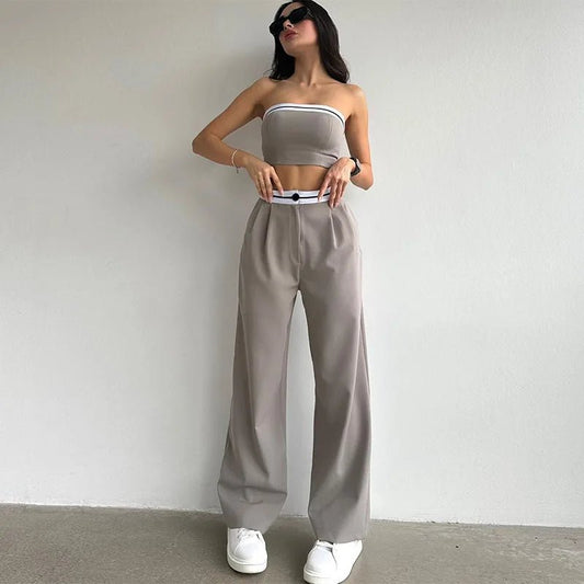 Set coordinato casual con bordo a contrasto da donna ATREND