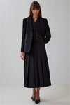 Set coordinato casual gilet doppiopetto e gonna lunga plissettata da donna ATREND