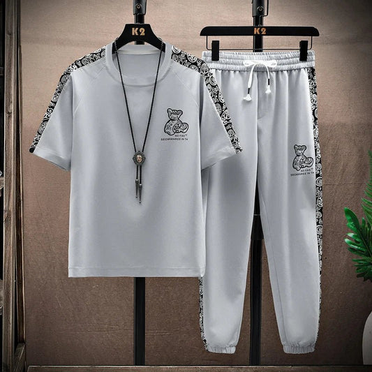 Set coordinato casual t - shirt e pantaloni da uomo ATREND