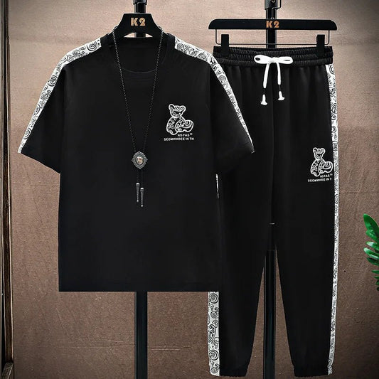 Set coordinato casual t - shirt e pantaloni da uomo ATREND