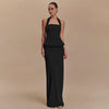 Set coordinato casual top con scollo quadrato e gonna lunga da donna ATREND