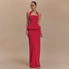 Set coordinato casual top con scollo quadrato e gonna lunga da donna ATREND