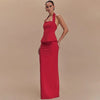 Set coordinato casual top con scollo quadrato e gonna lunga da donna ATREND