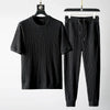 Set coordinato elastico traspirante maglietta maniche corte e pantaloni da uomo ATREND