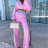 Set coordinato felpa a maniche lunghe e pantaloni patchwork da donna ATREND