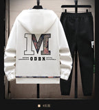Set coordinato felpa e pantaloni con lettere e bordo a contrasto da uomo ATREND