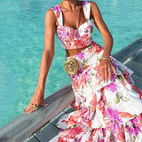 Set coordinato floreale top e gonna plissetatta da donna - Set coordinato ATREND