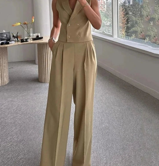 Set coordinato gilet e pantaloni larghi da donna ATREND