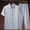 Set coordinato in lino camicia e pantaloni chiusura a lacci da uomo ATREND
