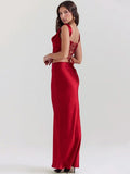 Set coordinato in raso top e gonna lunga da donna ATREND