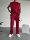 Set coordinato in tinta unita T-shirt senza maniche e pantaloni da uomo ATREND