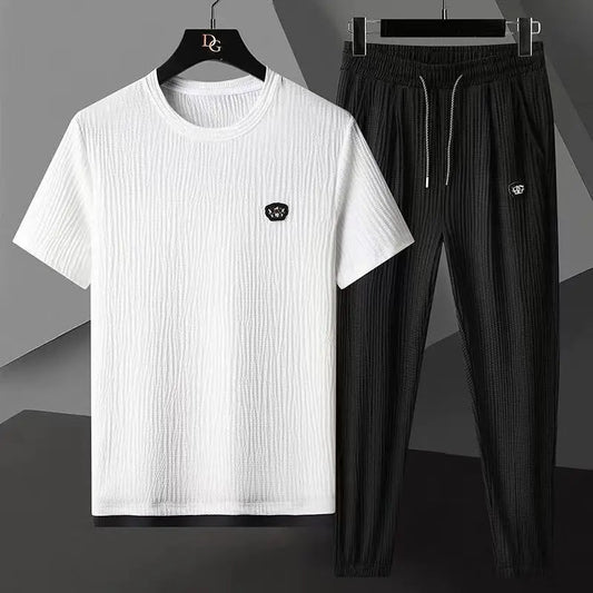 Set coordinato maglietta a maniche corte e pantaloni plisettati da uomo - set coordinato ATREND