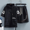 Set coordinato maglietta con cappuccio tasche e pantaloncini da uomo ATREND