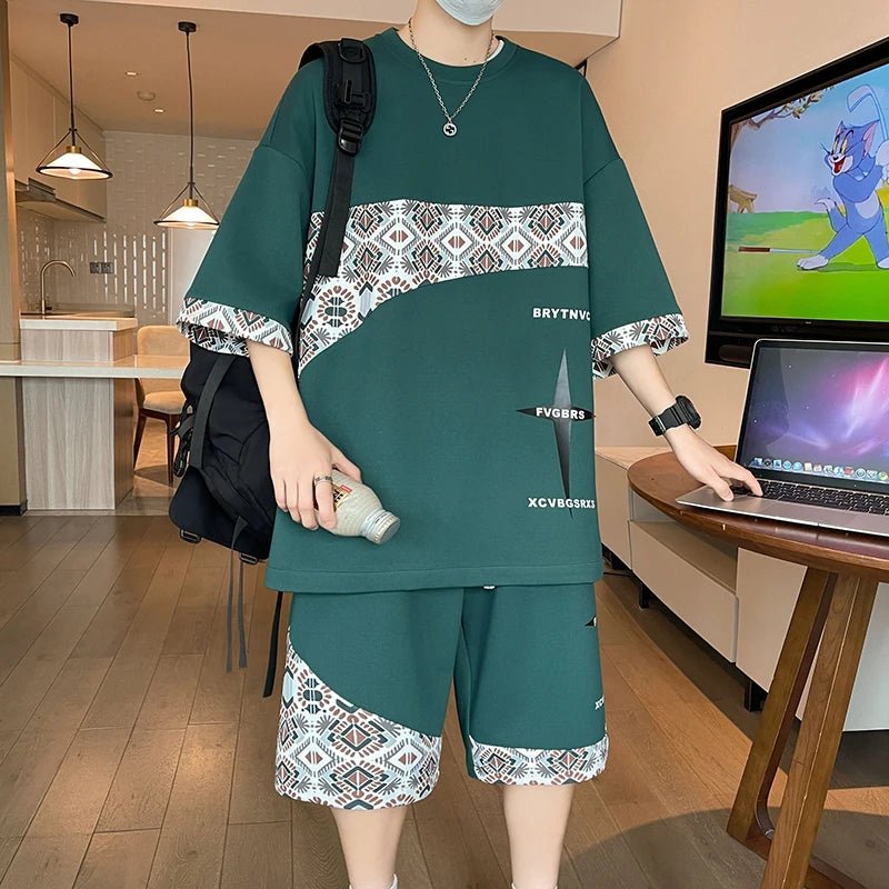 Set coordinato oversize t - shirt e pantaloncini da uomo ATREND