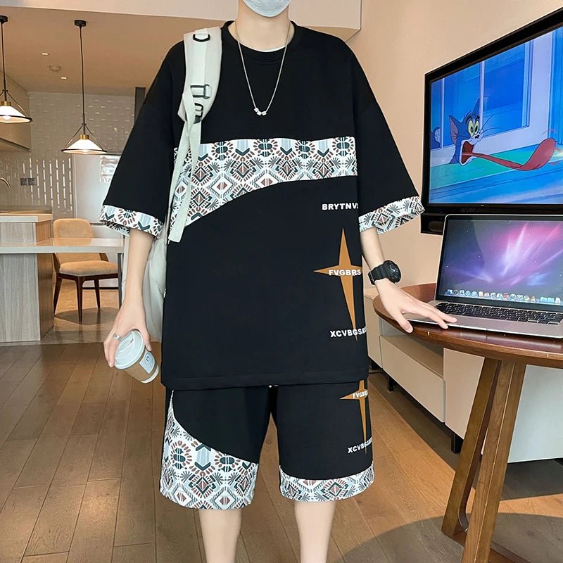 Set coordinato oversize t - shirt e pantaloncini da uomo ATREND