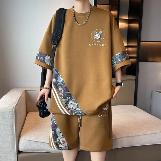 Set coordinato oversize t - shirt e pantaloncini da uomo ATREND