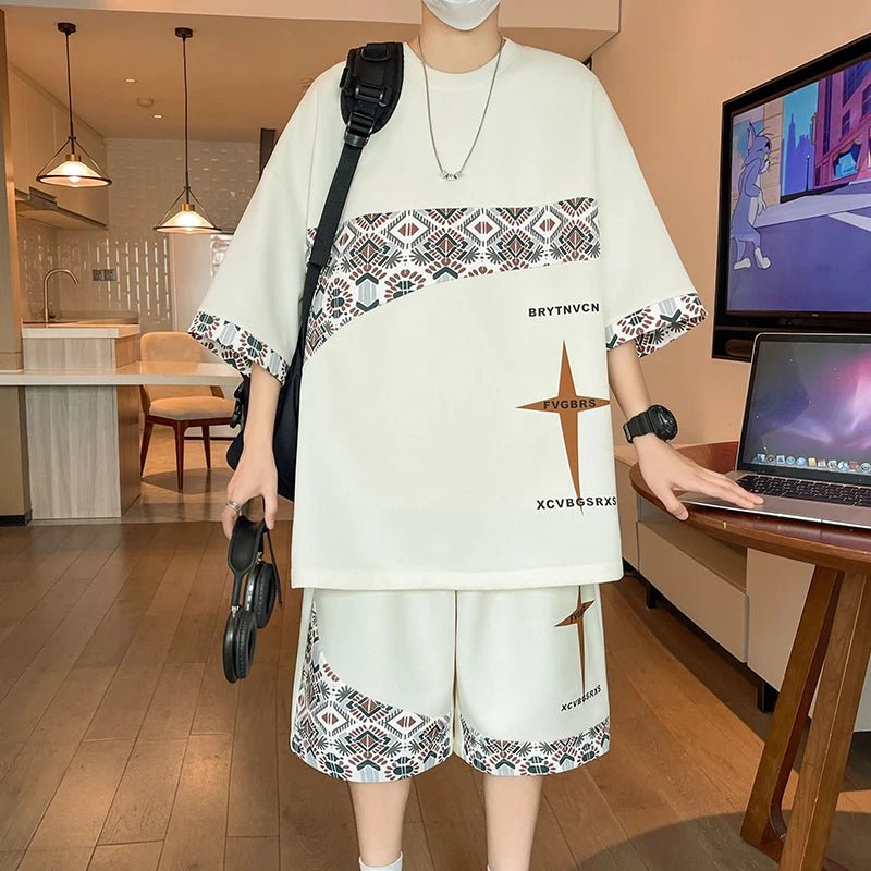 Set coordinato oversize t - shirt e pantaloncini da uomo ATREND