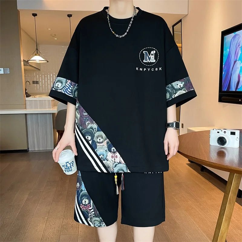 Set coordinato oversize t - shirt e pantaloncini da uomo ATREND