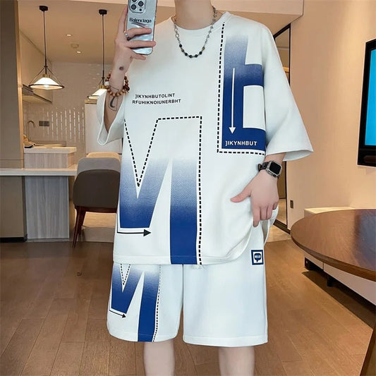 Set coordinato oversize t - shirt e pantaloncini da uomo ATREND