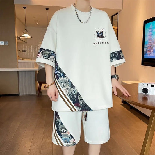 Set coordinato oversize t - shirt e pantaloncini da uomo ATREND