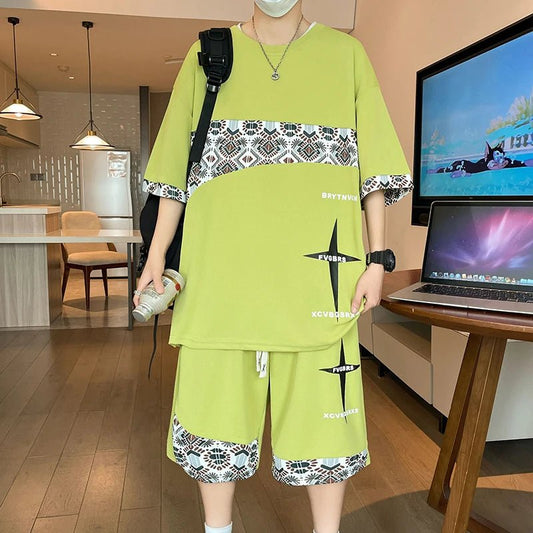 Set coordinato oversize t - shirt e pantaloncini da uomo ATREND