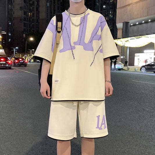 Set coordinato oversize t - shirt e pantaloncini da uomo ATREND