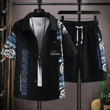 Set coordinato patchwork camicia e pantaloncini da uomo ATREND